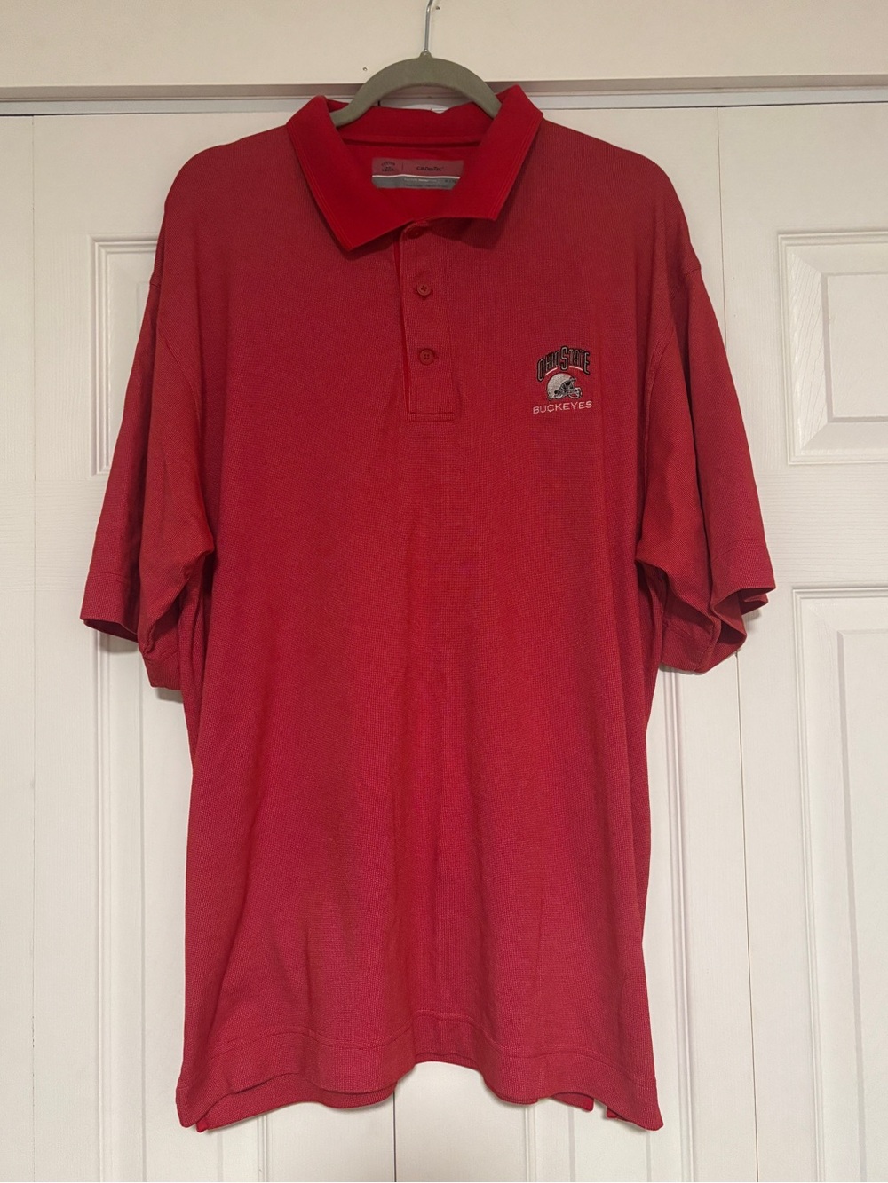 Ohio State Football Cutter & Buck Red Short-Sleeve Polo with Embroidered Logo XL